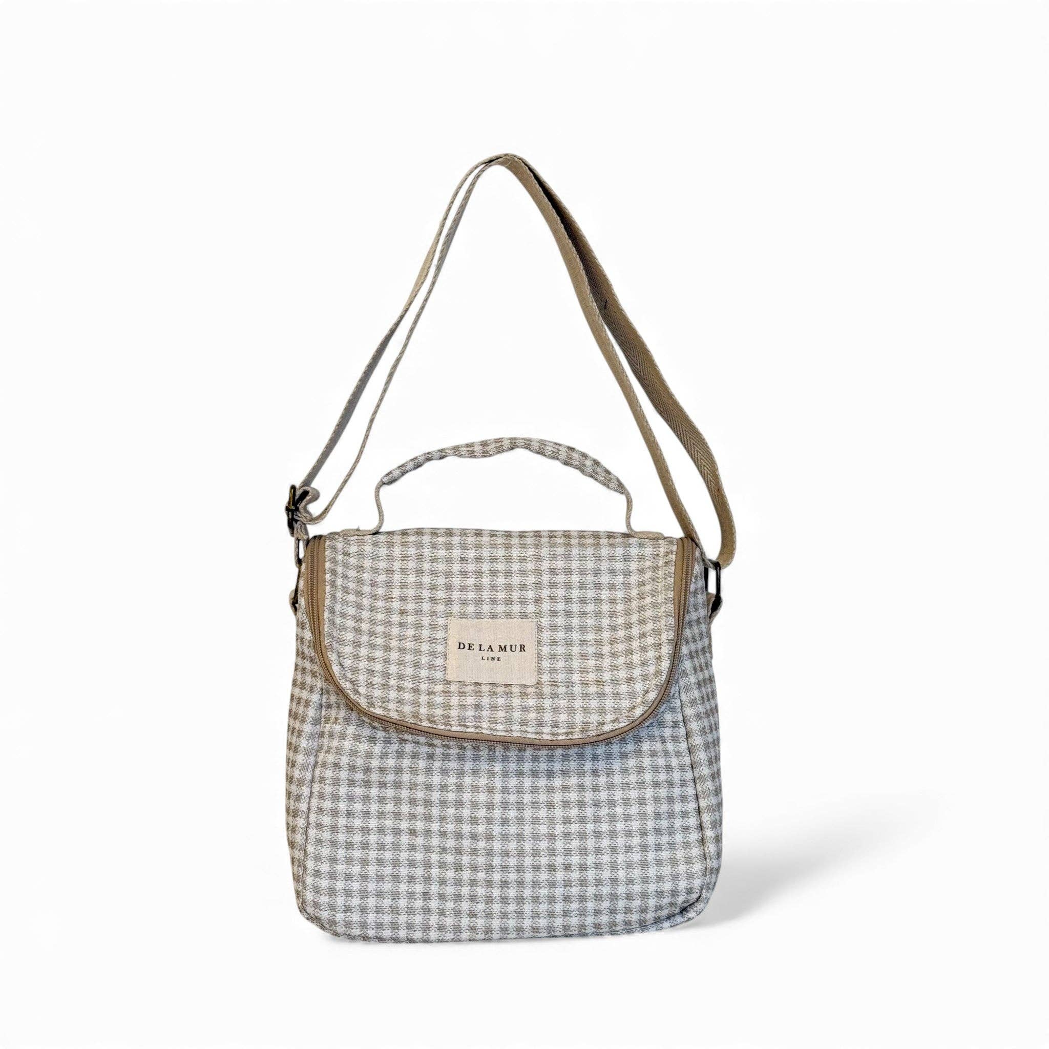 Sac déjeuner en jacquard vichy beige et écru- d’Espagne