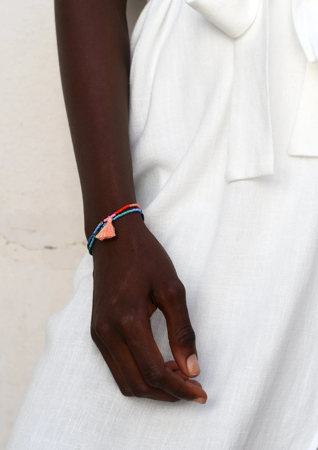 Bracelet élastique double tours multicolore de Tanzanie