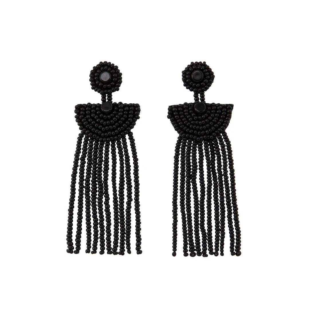 Boucles d'oreilles pendante avec disque en perle noires de Tanzanie
