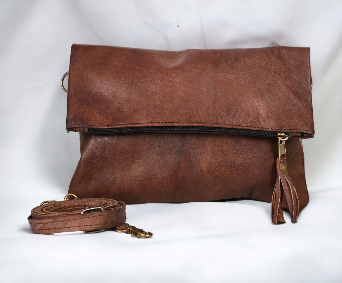 Sac bandoulière marocain en cuir tressé - du Maroc