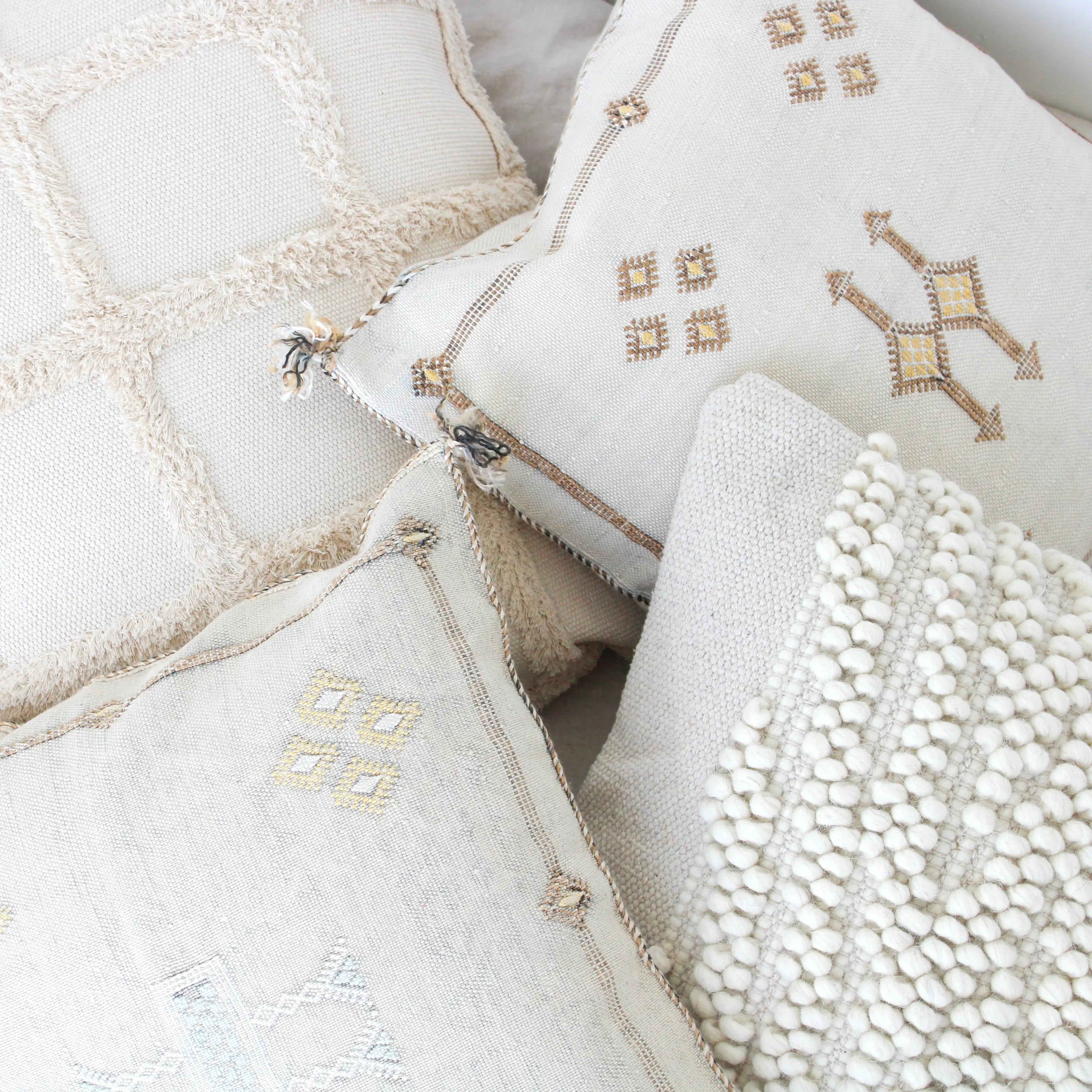MOROCCO: OffWhite Premium Square Cactus Silk Cushion Cover