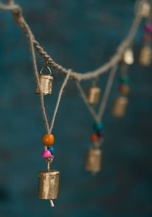 INDIA: Jute garland with bells and beads