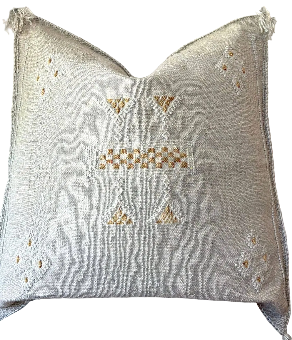 MOROCCO: Premium Square Grey Cactus Silk Cushion Cover