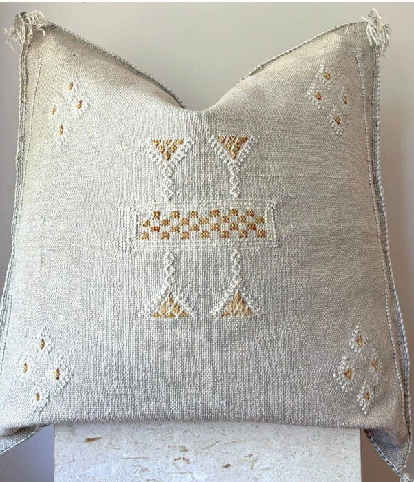 MOROCCO: Premium Square Grey Cactus Silk Cushion Cover