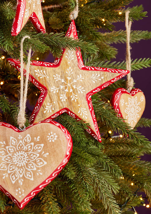 Hand-painted mango wood heart, small