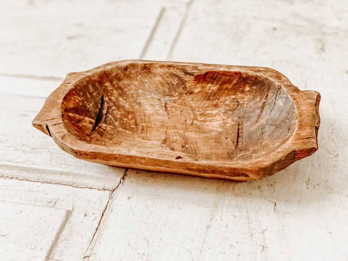 Mexico Hand-carved bowl with handles, farmhouse decor #B - 7.7