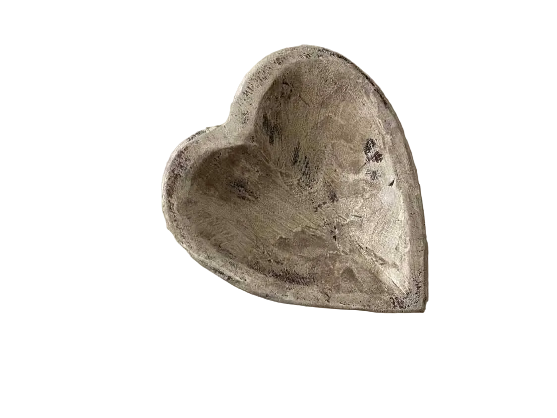 Mexico: Small heart-shaped bowl, white, handmade, farmhouse decor #B