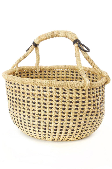 GHANA: Bolga basket in midnight blue and natural checks