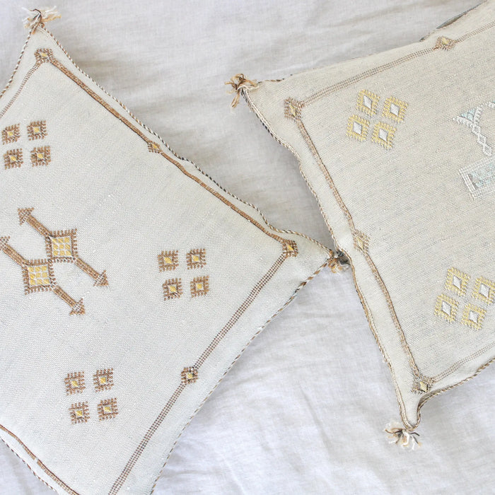 MOROCCO: OffWhite Premium Square Cactus Silk Cushion Cover