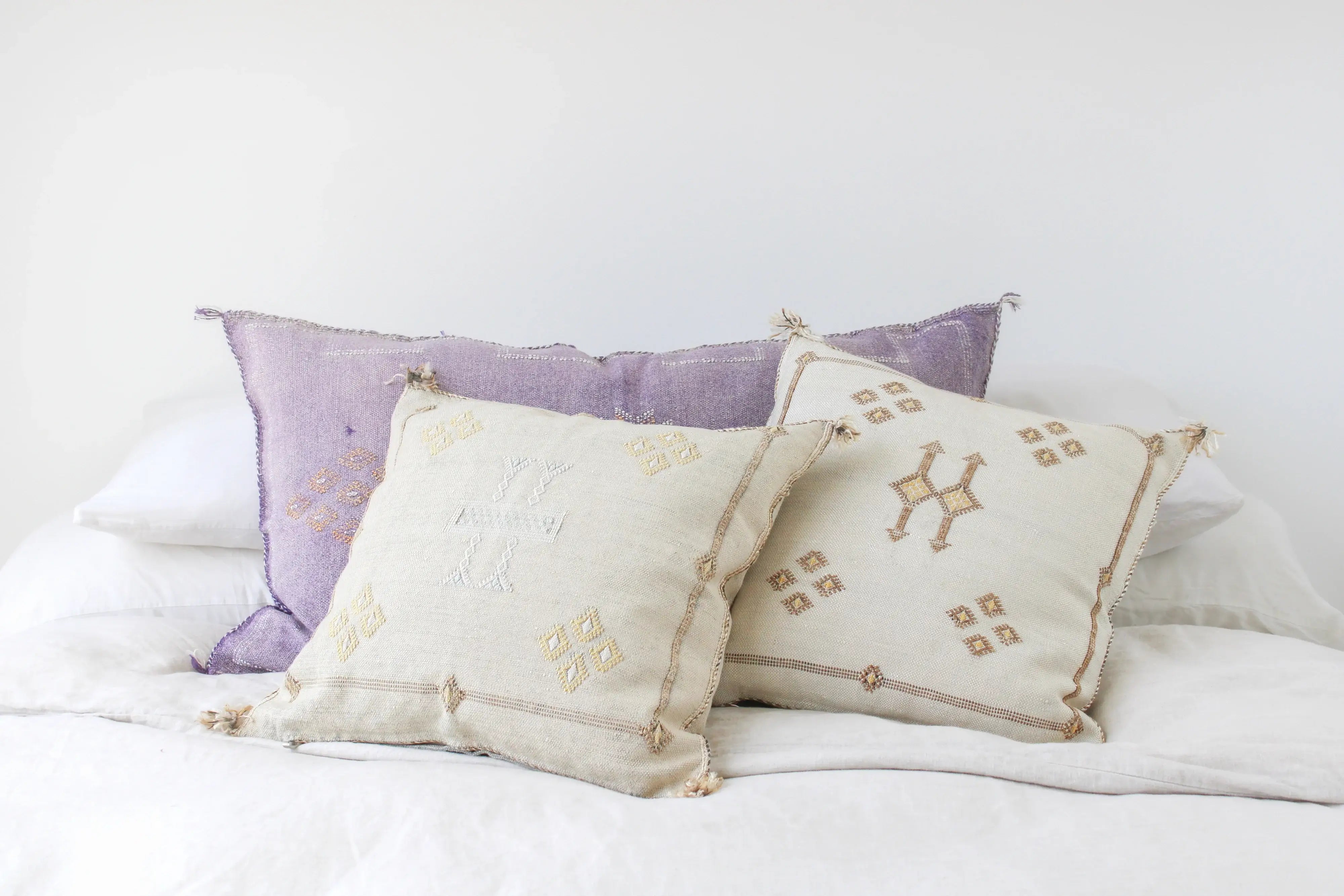 MOROCCO: OffWhite Premium Square Cactus Silk Cushion Cover