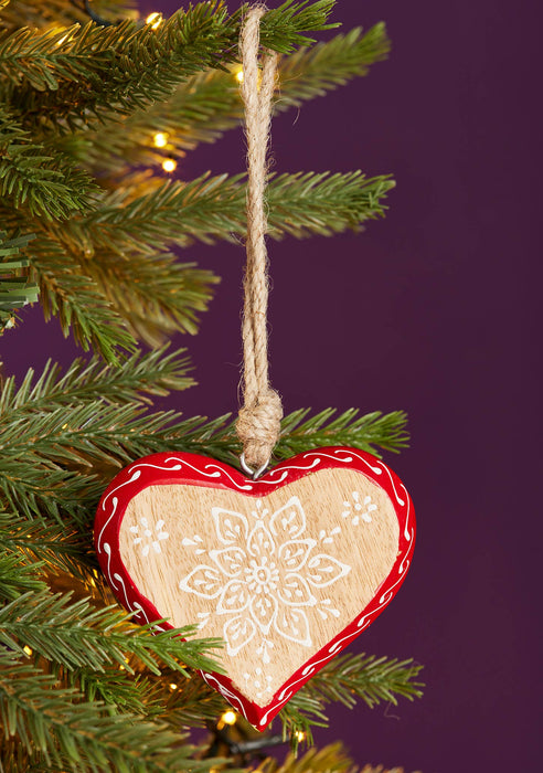 Hand-painted mango wood heart, small