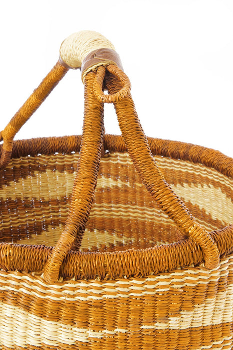 GHANA: Caramel Diamond Handwoven Decorative Bolga Basket