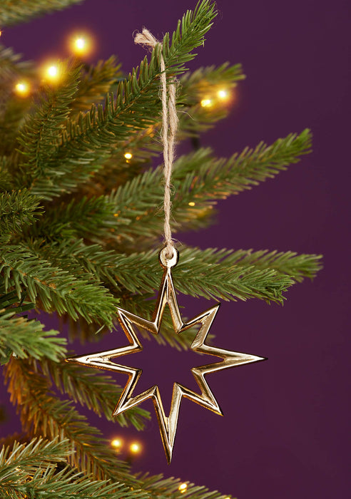 Gold-finished star decoration, recycled aluminum