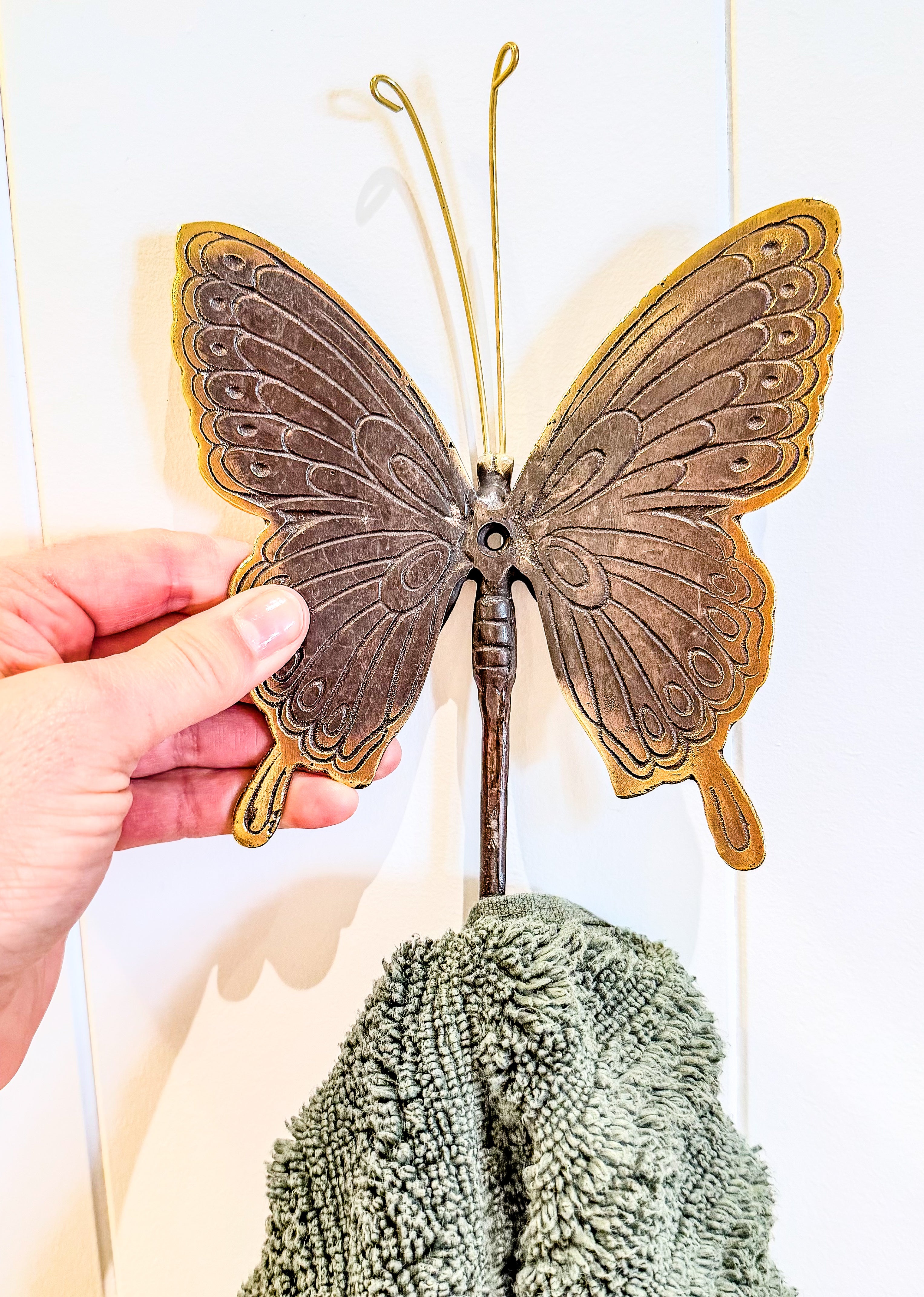 Brass Butterfly Antenna Hook L