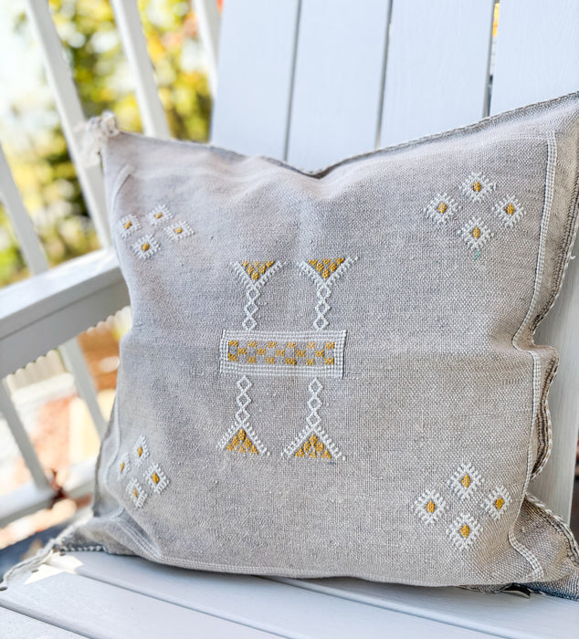 MOROCCO: Premium Square Grey Cactus Silk Cushion Cover