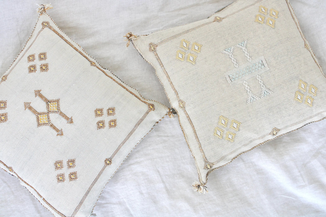 MOROCCO: OffWhite Premium Square Cactus Silk Cushion Cover