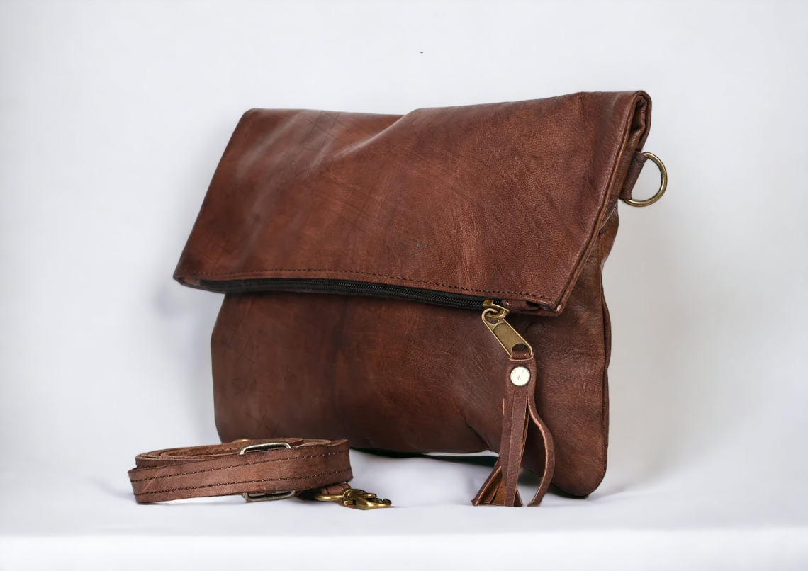 Sac bandoulière marocain en cuir tressé - du Maroc