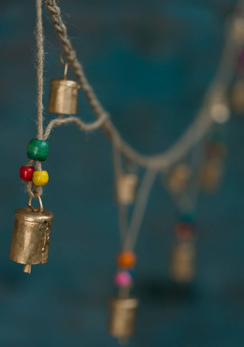 INDIA: Jute garland with bells and beads