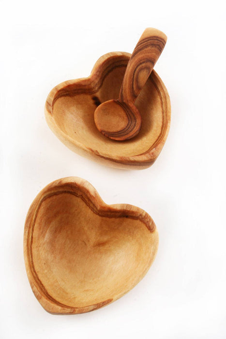 KENYA: Mini heart-shaped bowl made of olive wood