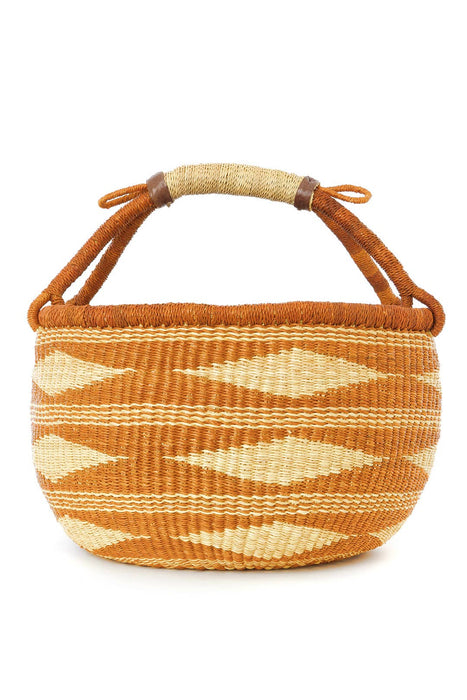 GHANA: Caramel Diamond Handwoven Decorative Bolga Basket