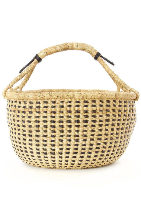 GHANA: Bolga basket in midnight blue and natural checks