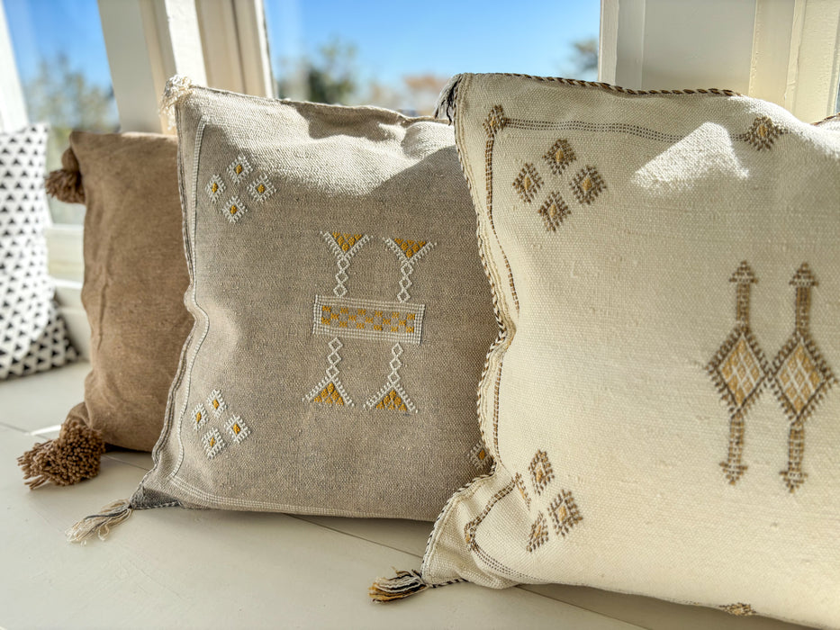 MOROCCO: OffWhite Premium Square Cactus Silk Cushion Cover