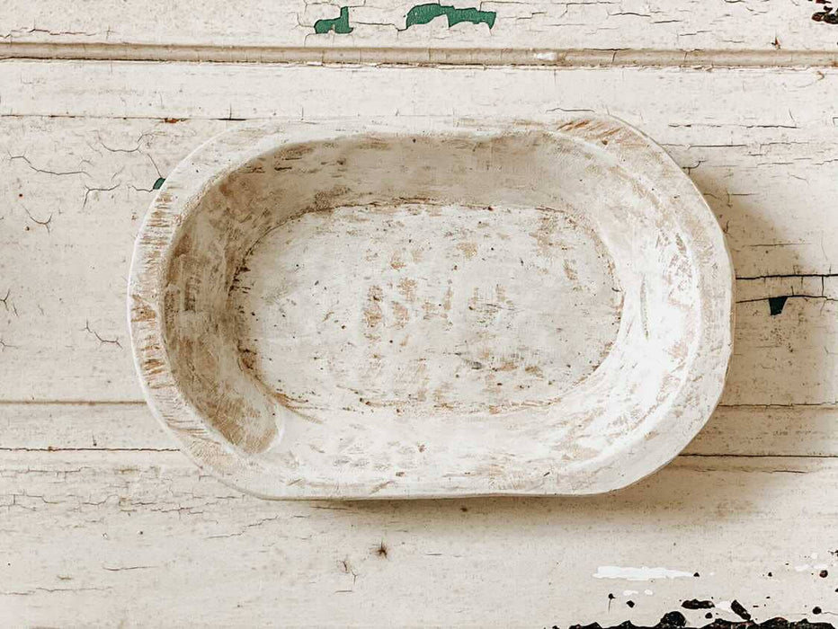 Mexico: Small wooden bowl, ready for a candle, antique white #A - 7.13