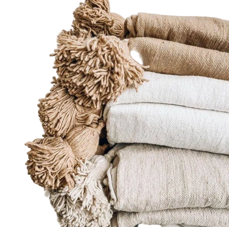 MOROCCO: High-quality handmade Moroccan checkered and tassel blanket