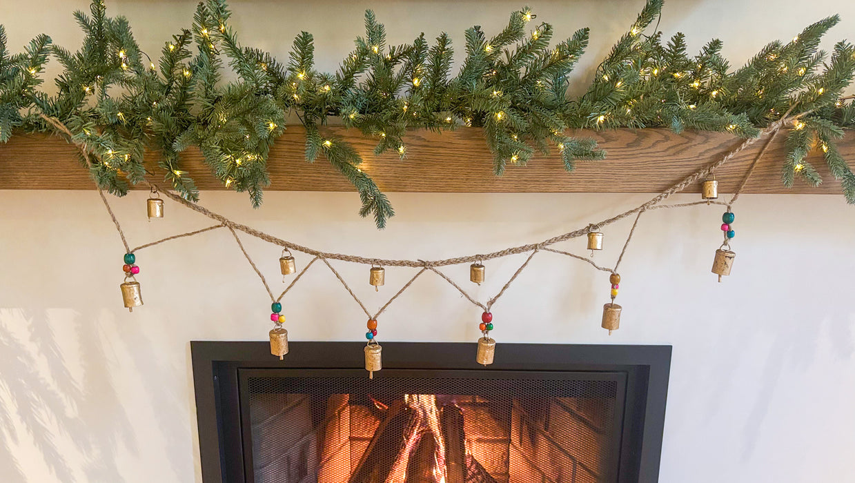 INDIA: Jute garland with bells and beads