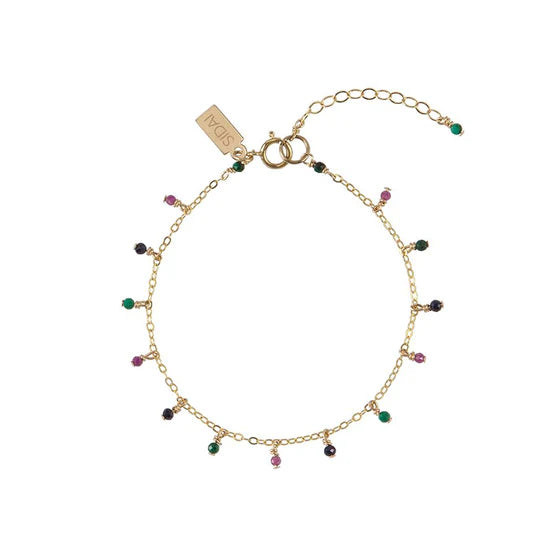 Bracelet en chaîne or orné de pierres précieuses de Tanzanie