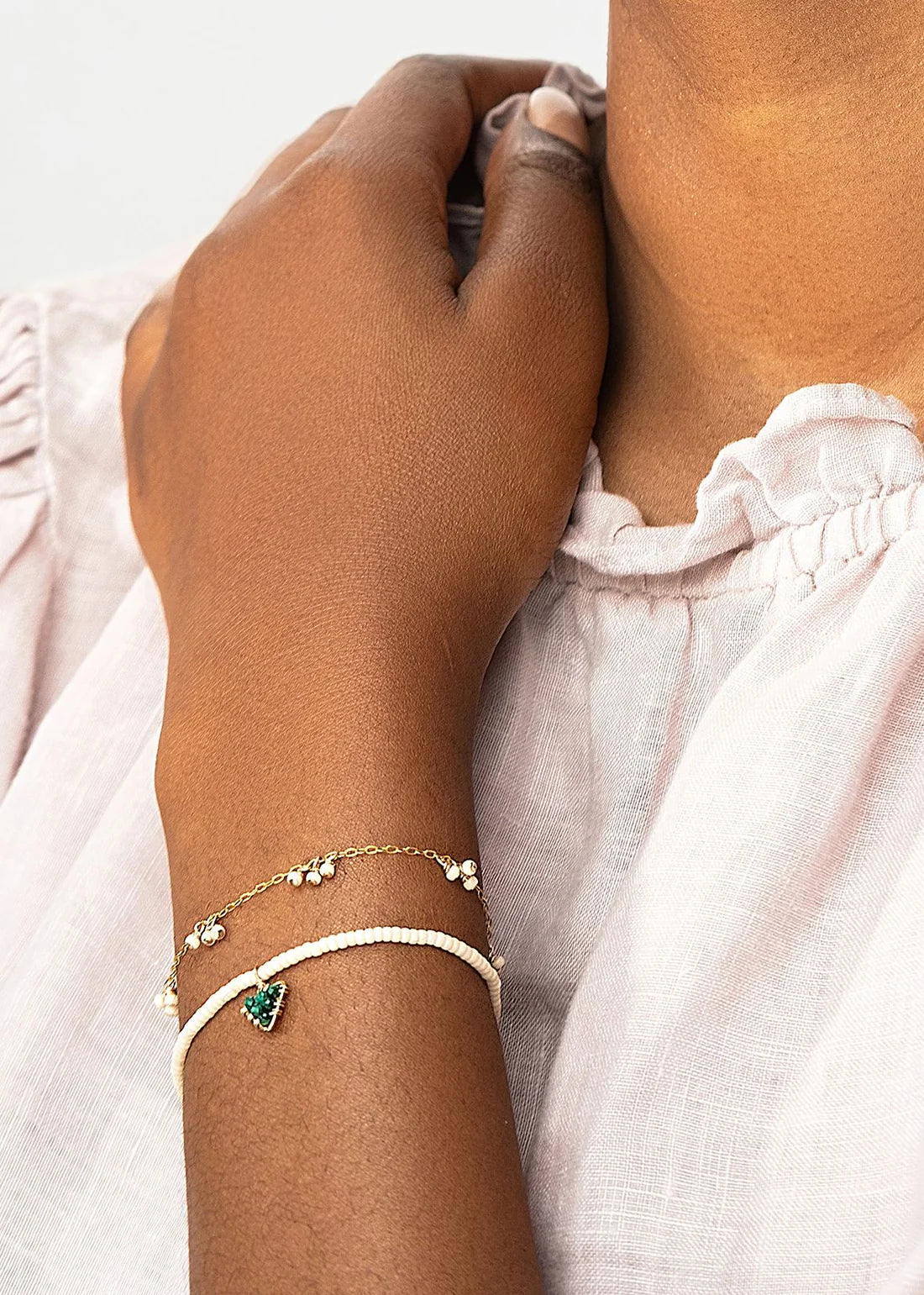 Bracelet simple avec pendentif triangle en malachite de Tanzanie