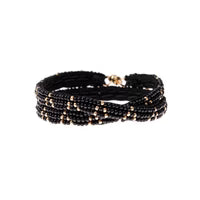 Double wrap bracelet XS with 3-point triangle pattern – BLACK