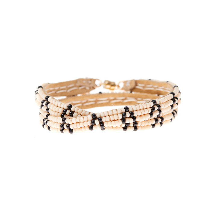 Double wrap bracelet XS with 3-point triangle pattern – PINK/BLACK