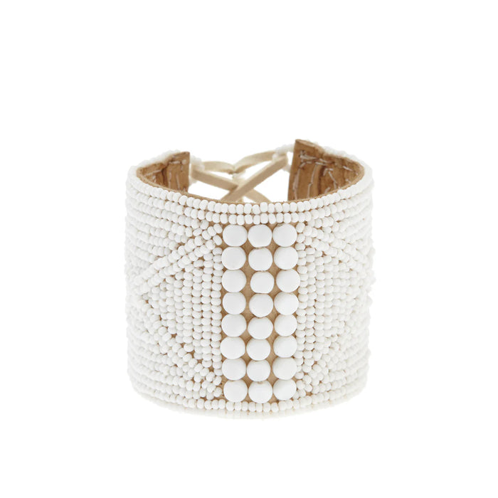 Leather cuff bracelet – WHITE