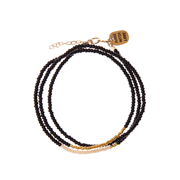 Endito triple wrap bracelet – BLACK/PINK/GOLD