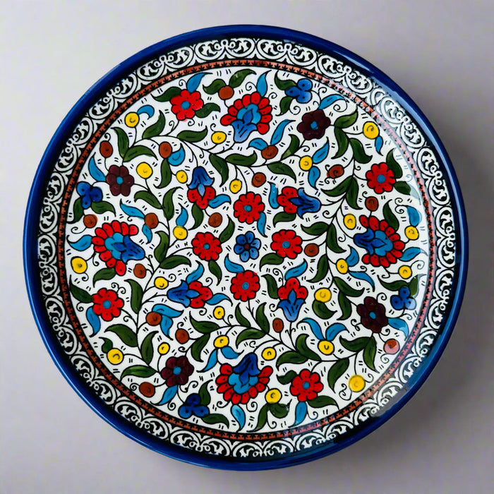 Serving Dishes | Round &amp; Rectangular – Hand-Painted Palestinian Ceramic | Multicolor &amp; Navy