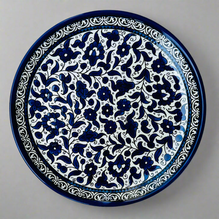 Serving Dishes | Round &amp; Rectangular – Hand-Painted Palestinian Ceramic | Multicolor &amp; Navy