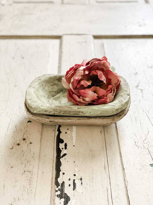 Mexico: Small wooden bowl, ready for a candle, antique white #A - 7.13