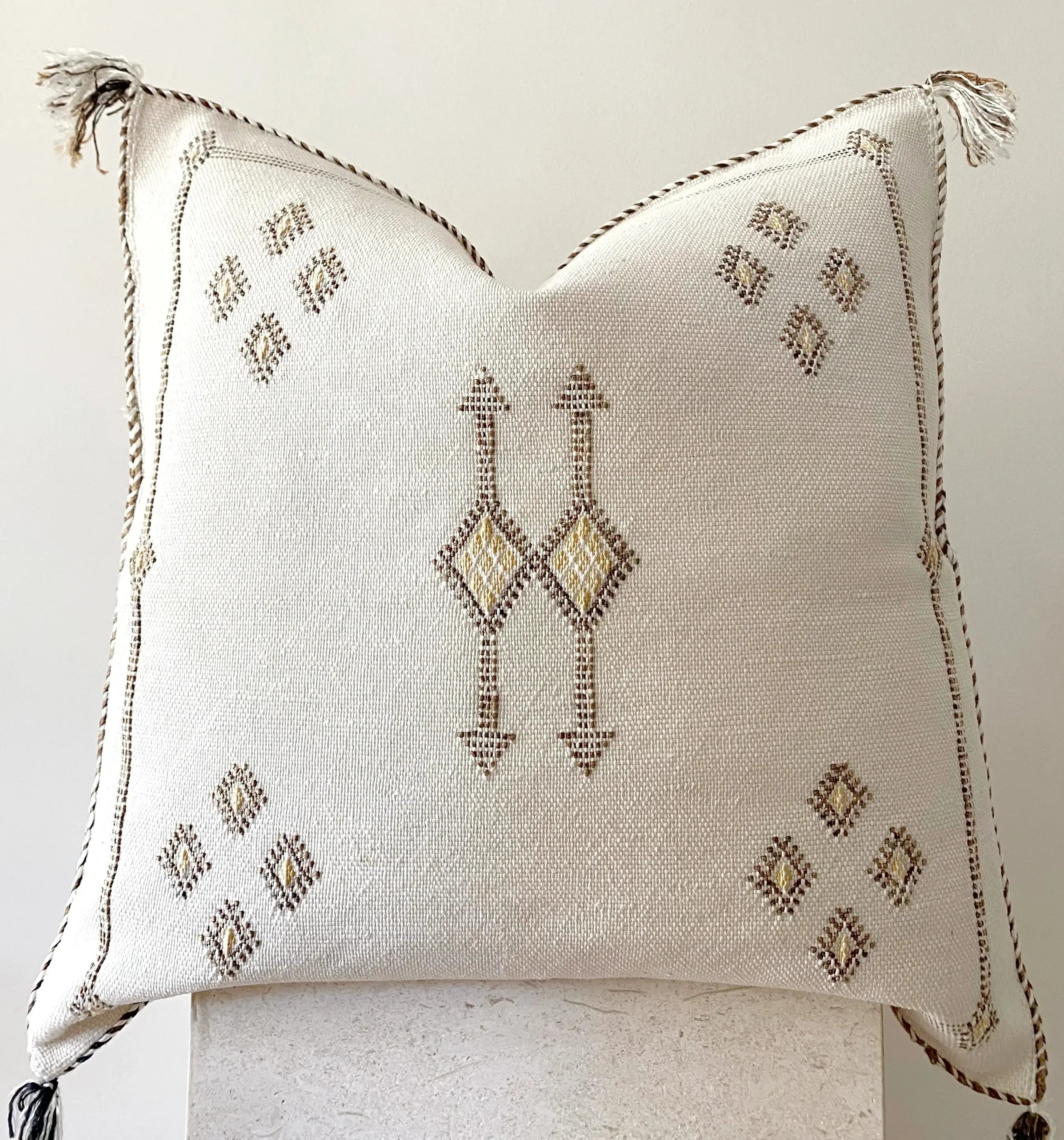 MOROCCO: OffWhite Premium Square Cactus Silk Cushion Cover