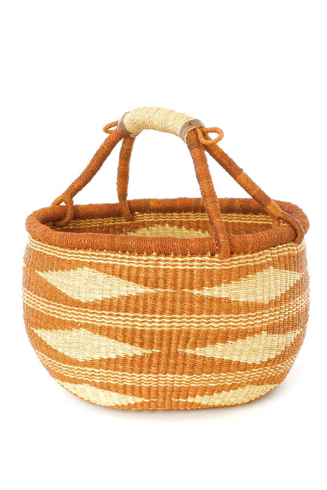 GHANA: Caramel Diamond Handwoven Decorative Bolga Basket