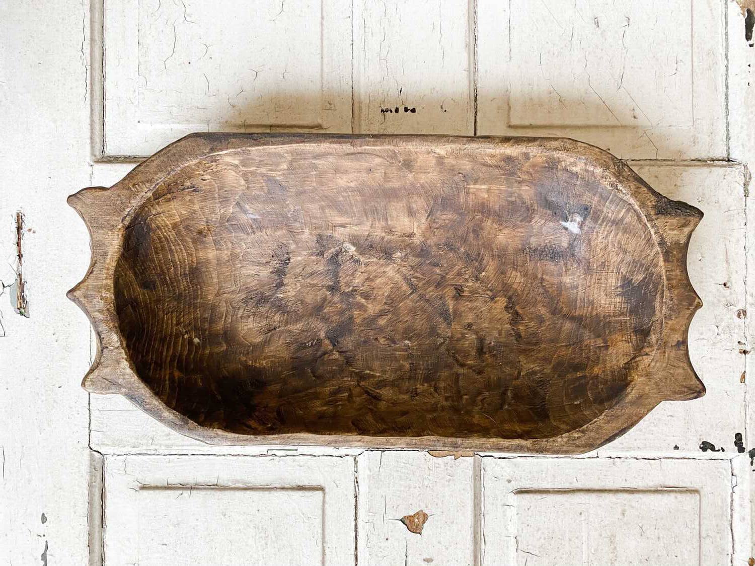 Mexico Hand-carved bowl with handles, farmhouse decor #B - 7.7