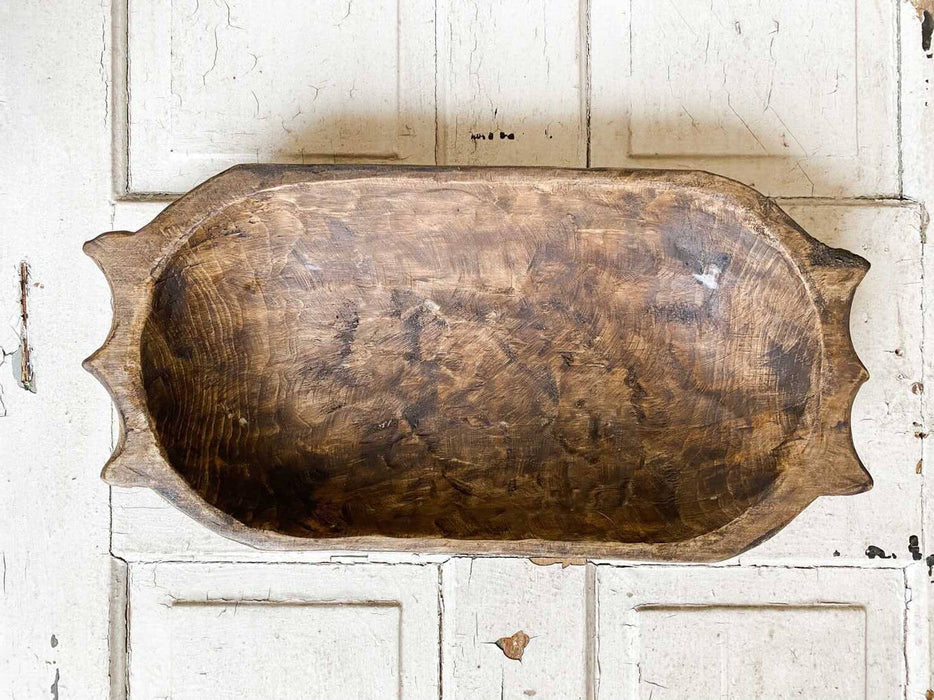 Mexico Hand-carved bowl with handles, farmhouse decor #B - 7.7