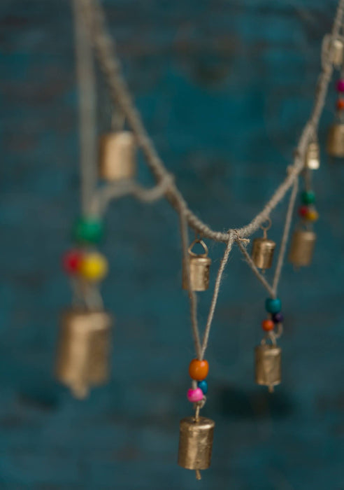 INDIA: Jute garland with bells and beads