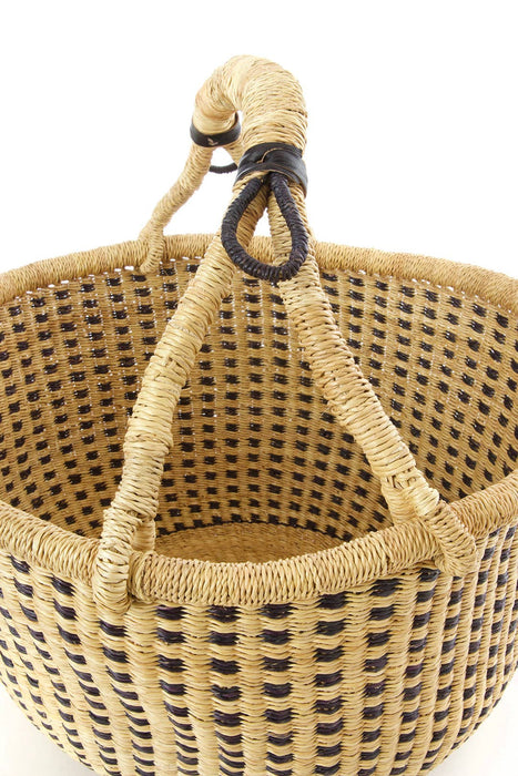 GHANA: Bolga basket in midnight blue and natural checks