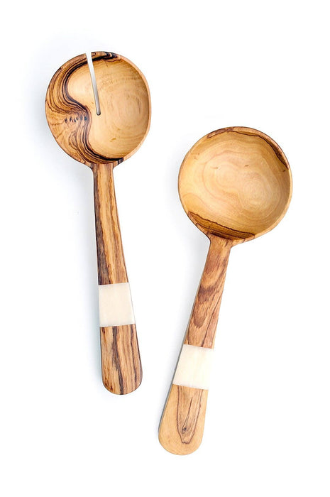 KENYA: Wild Olive and Bone Pendulum Salad Servers