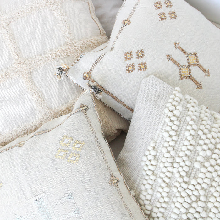 MOROCCO: OffWhite Premium Square Cactus Silk Cushion Cover