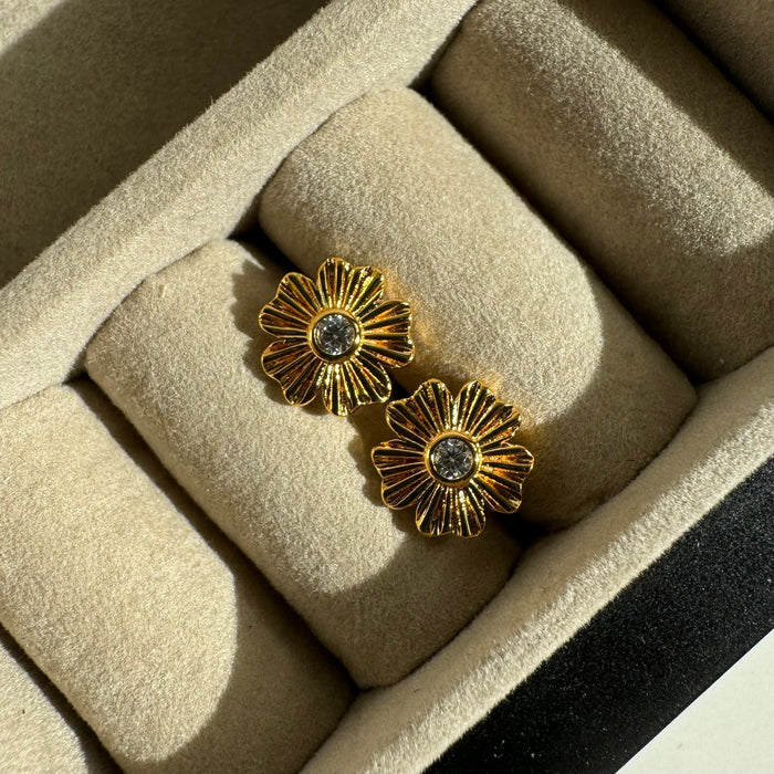 Sunburst Flower Stud Earrings