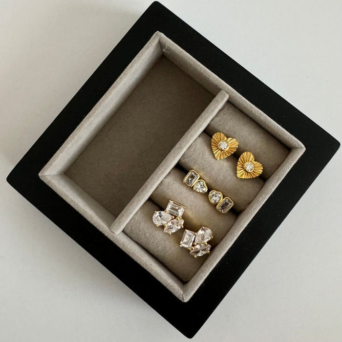 Sunburst Heart Stud Earrings